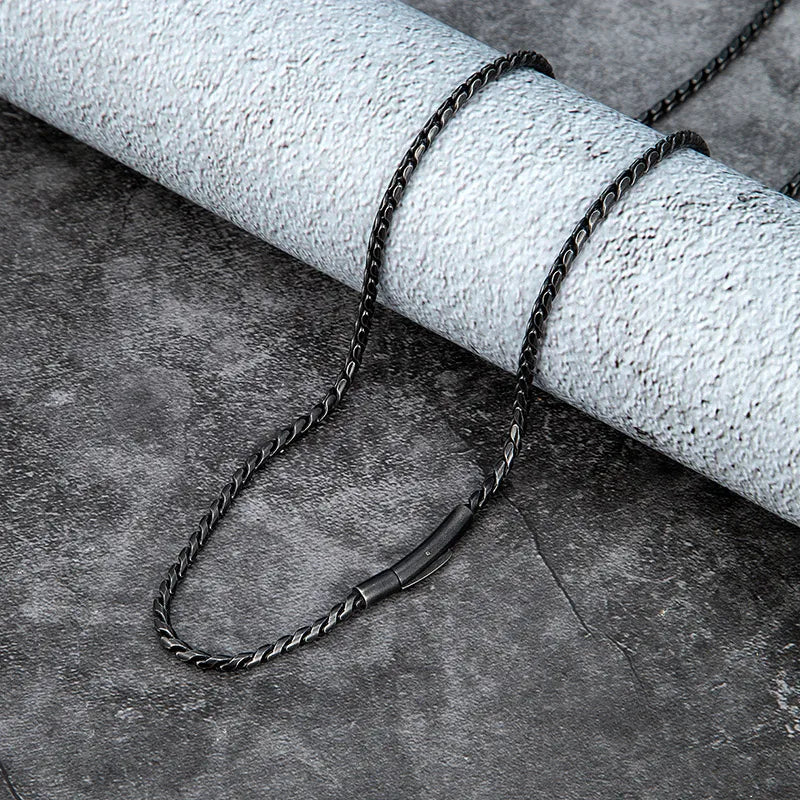 Vintage Oxidized 3mm Link Chain Necklace For Men Motocycle Cuban Chain