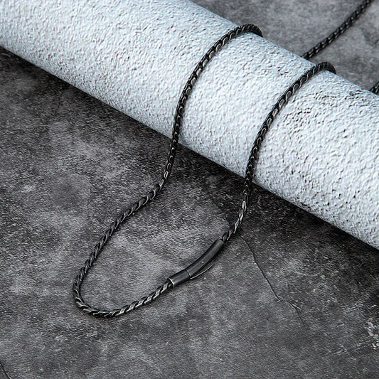 Vintage Oxidized 3mm Link Chain Necklace For Men Motocycle Cuban Chain