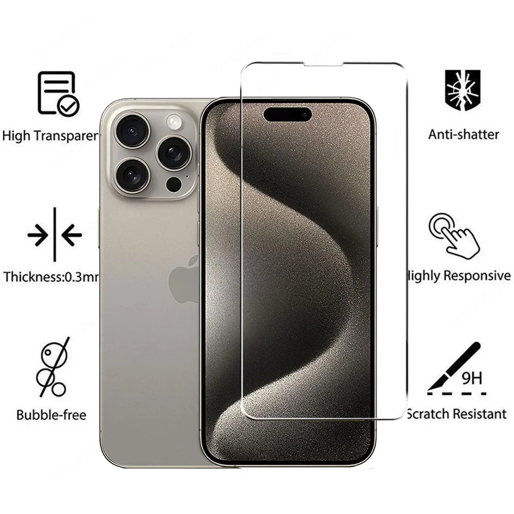 5pcs Tempered Glass Screen Protector For IPhone 15 14 13 12 11