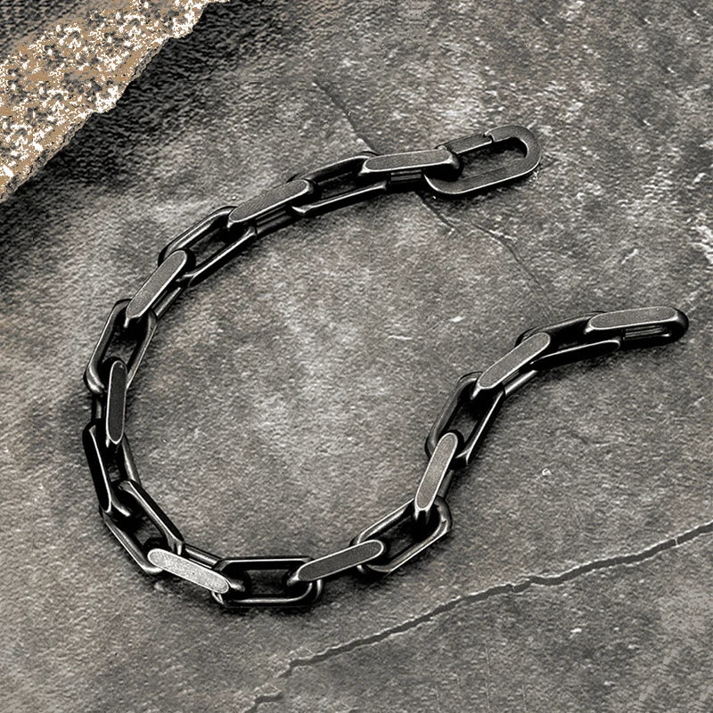 Vintage Oxidized Chain Link Mens Punk Rock Stainless Steel Bracelet