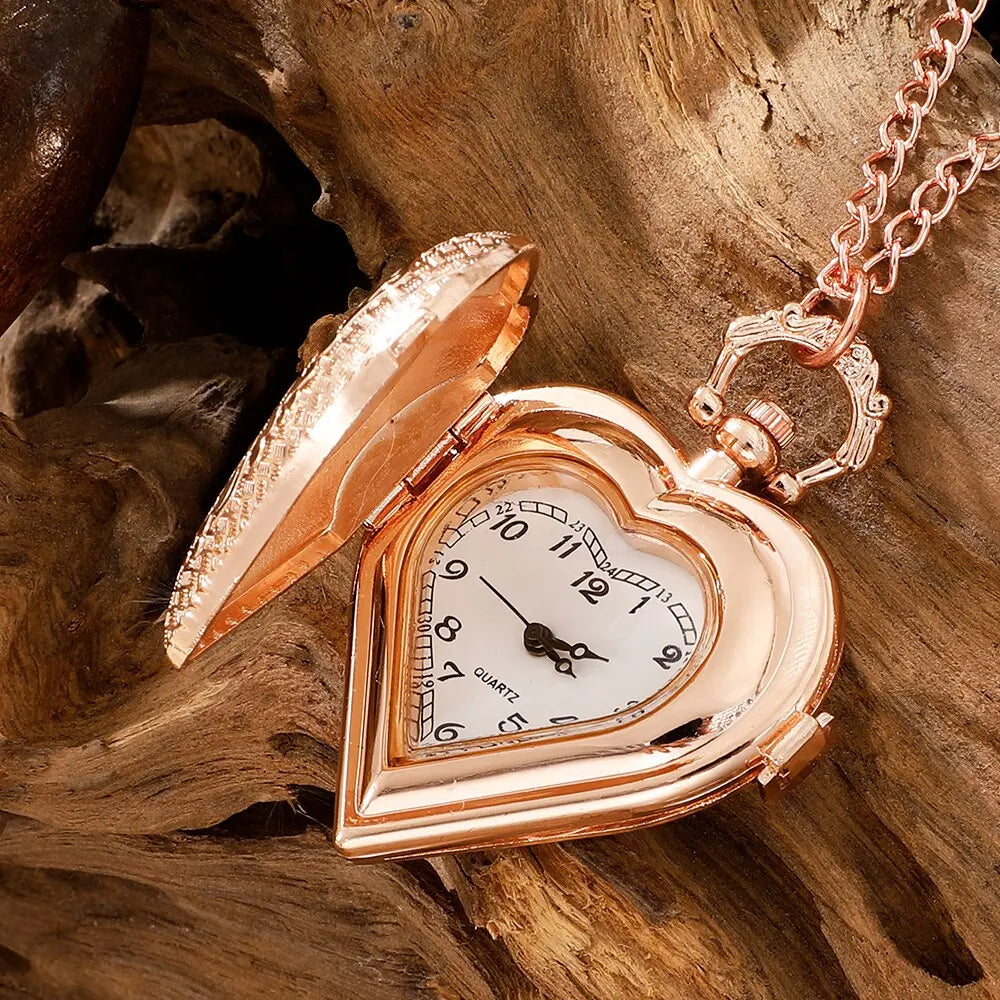 Womens Love Quartz Pocket Watch Necklace Pendant