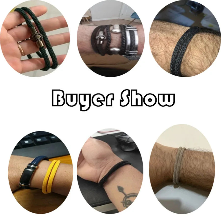 Mens Rope Bracelet Magnet Buckle Double Layer Cord Nautical Bracelets