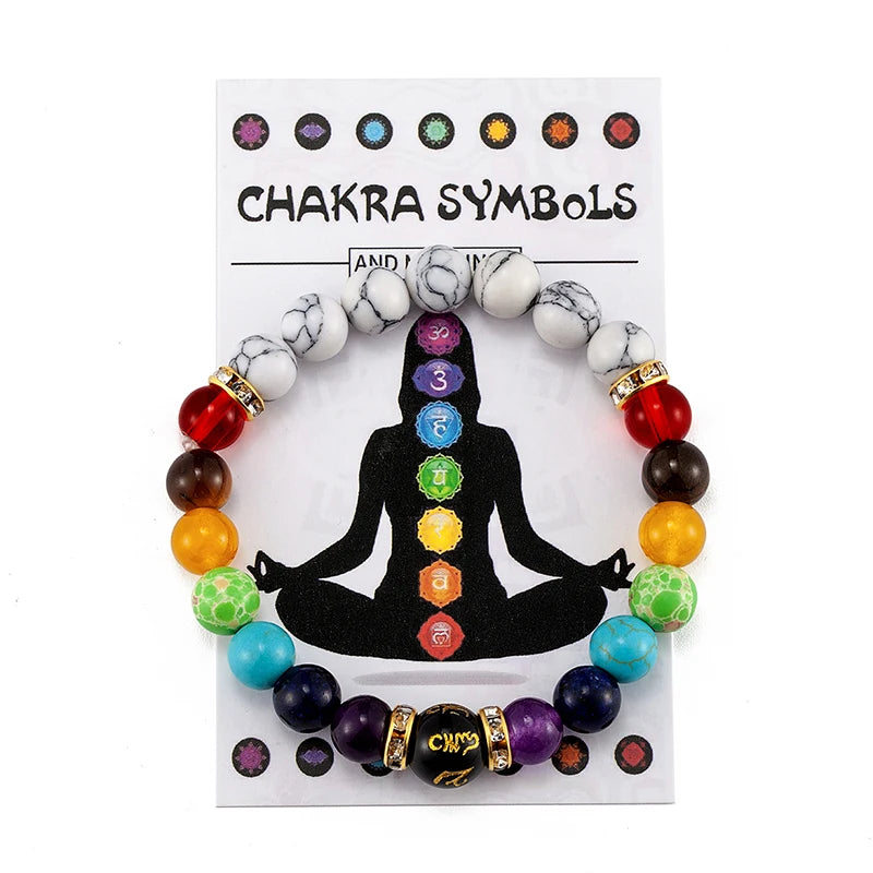 7 Chakra Bracelet with Meaning Cardfor Natural Crystal Healing Anxiety