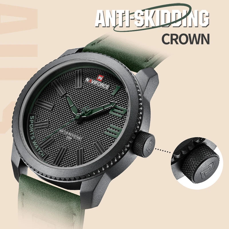 Mens Military Sports Shockproof Waterproof Leather Watch