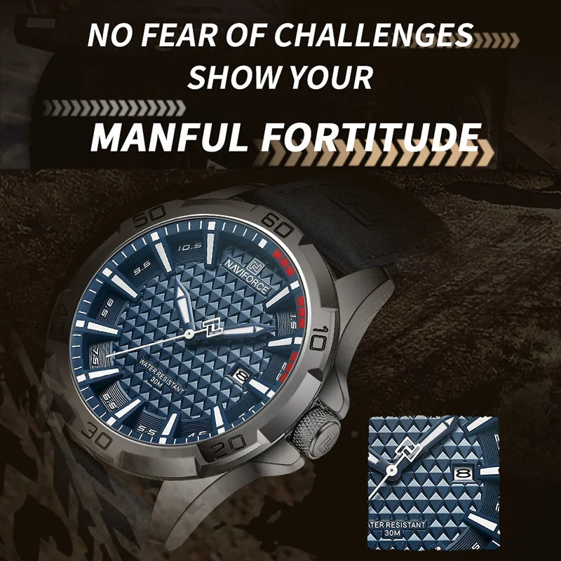 Mens Fashion Quartz Watch Leather Strap Sport Waterproof Wristwatch