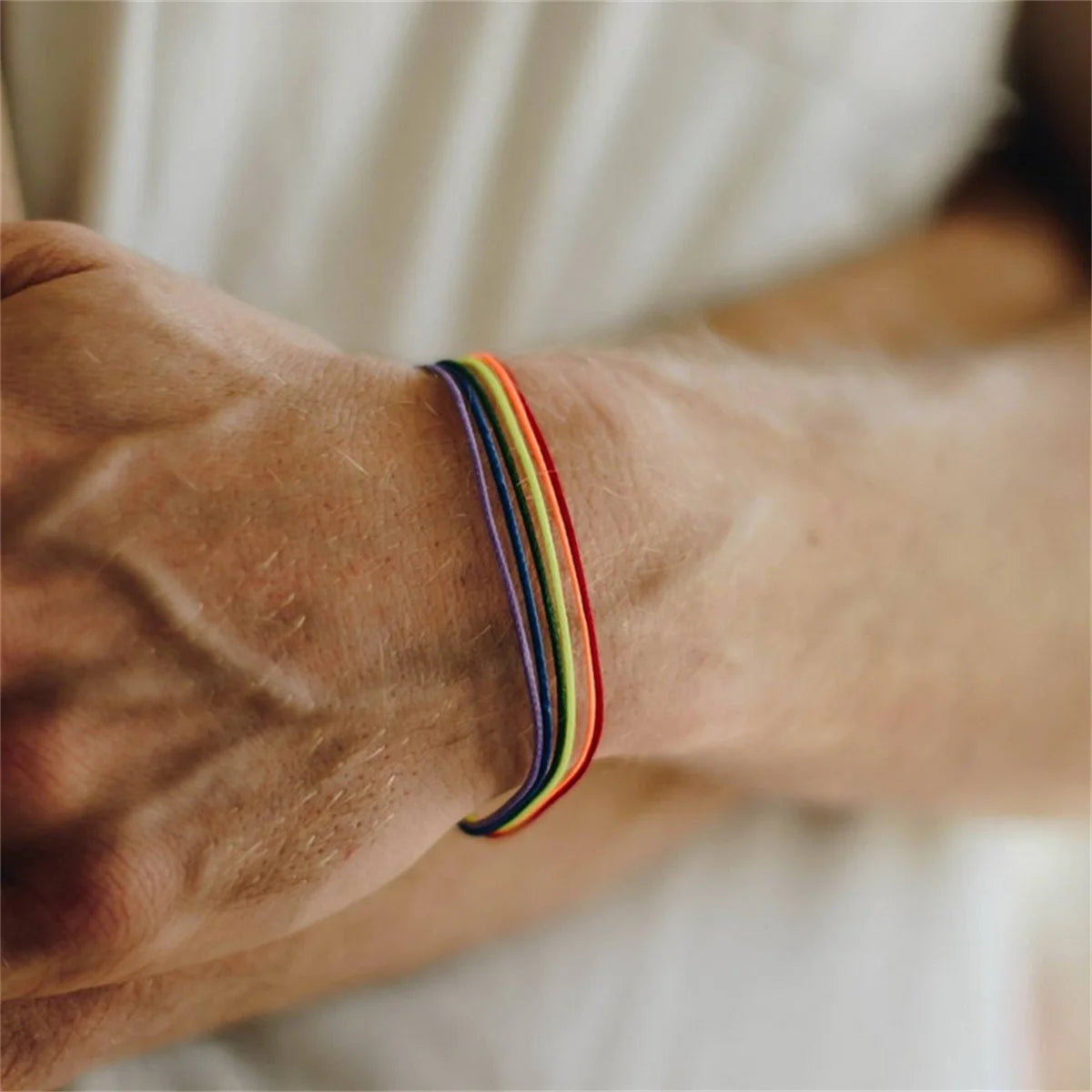 Womens Girls Boy Ladies Rainbow Love Pride Woven Wristband Bracelet