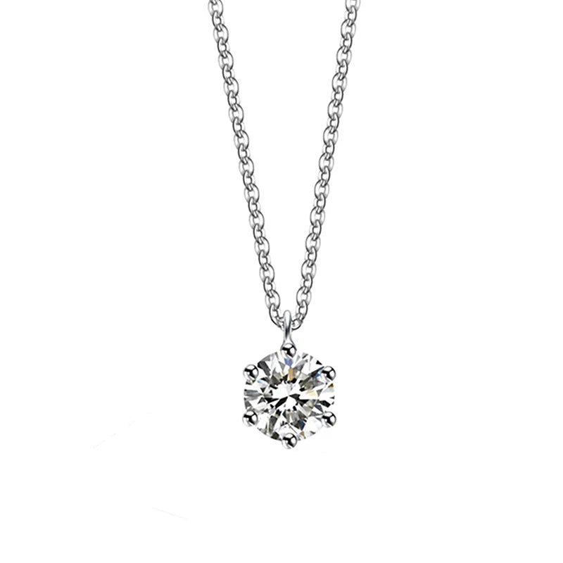 925 Sterling Silver Plated Necklace Sparkling AAA Zircon Clavicle