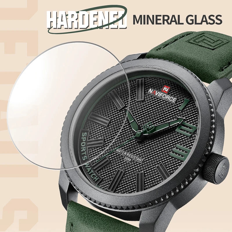 Mens Military Sports Shockproof Waterproof Leather Watch