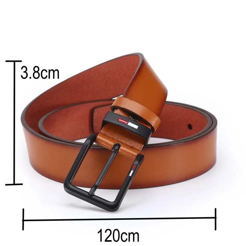 Mens PU Leather Alloy Pin Square Buckle Belt