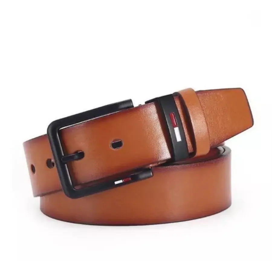 Mens PU Leather Alloy Pin Square Buckle Belt