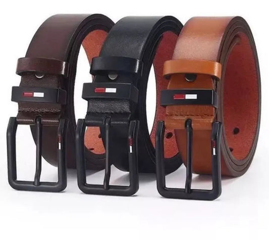 Mens PU Leather Alloy Pin Square Buckle Belt