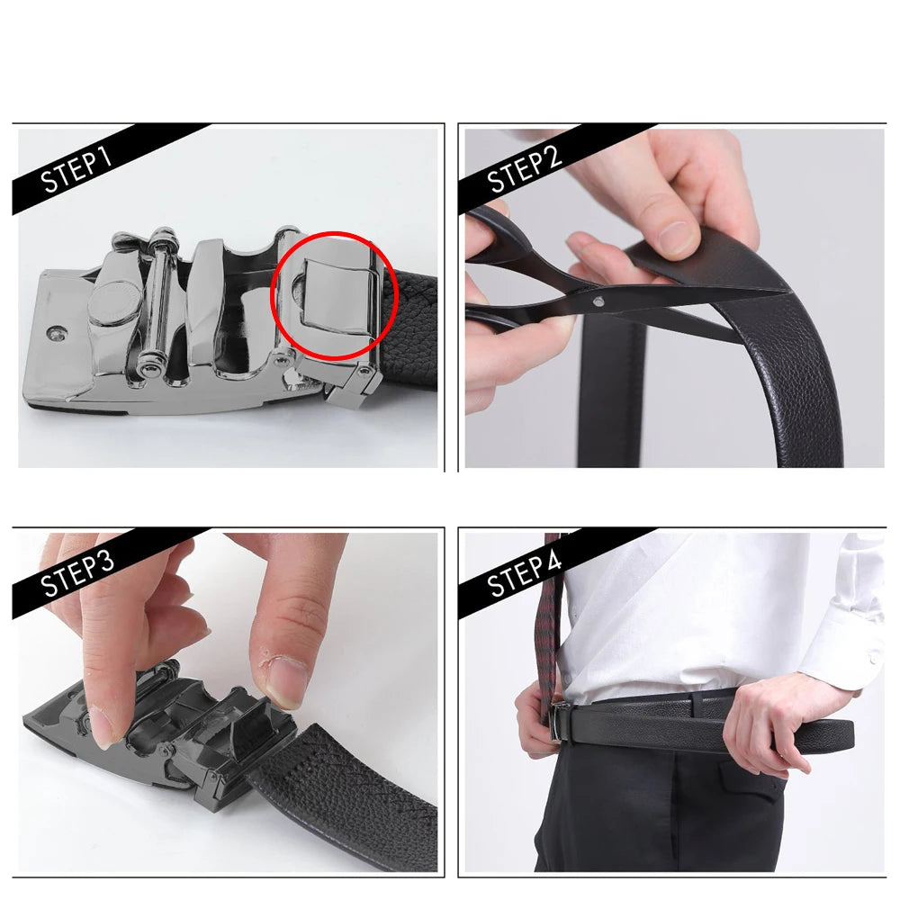 Mens Belt Cow Leather Belts Automatic Buckle