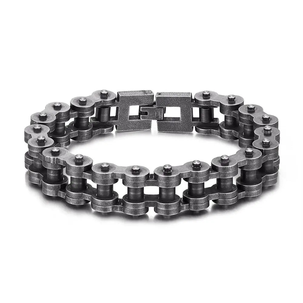 Locomotive Men Punk Rock Bicycle Chain Stainless Steel Motorcycle Bracelets