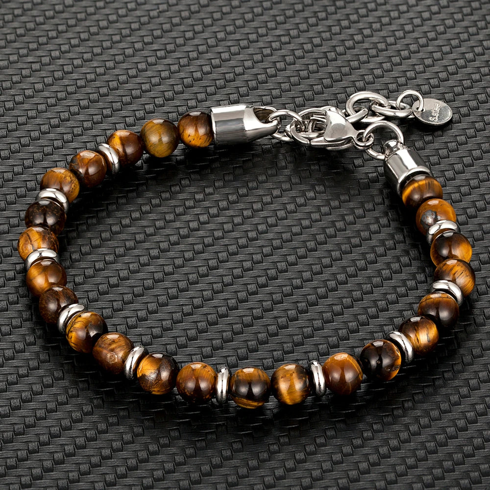 6mm Tiger Eye Beads Strand Colorful Natural Stone Unisex Bracelet