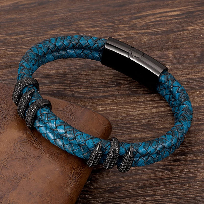 Punk Men Vintage Braided Leather Bracelet Handmade