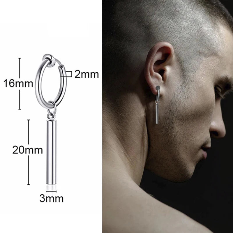 Irregular Triangle Long Chain Cuff Earrings for Men