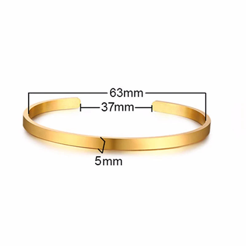 Cuff Bangles Bracelets for Men Women Flat Skinny Stainless Steel Bracelet