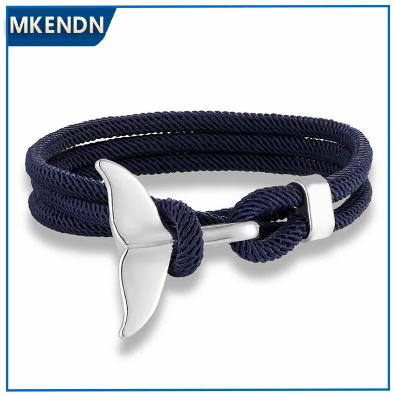 Whale Tail Anchor Bracelets Mens Charm Rope Chain Bracelet