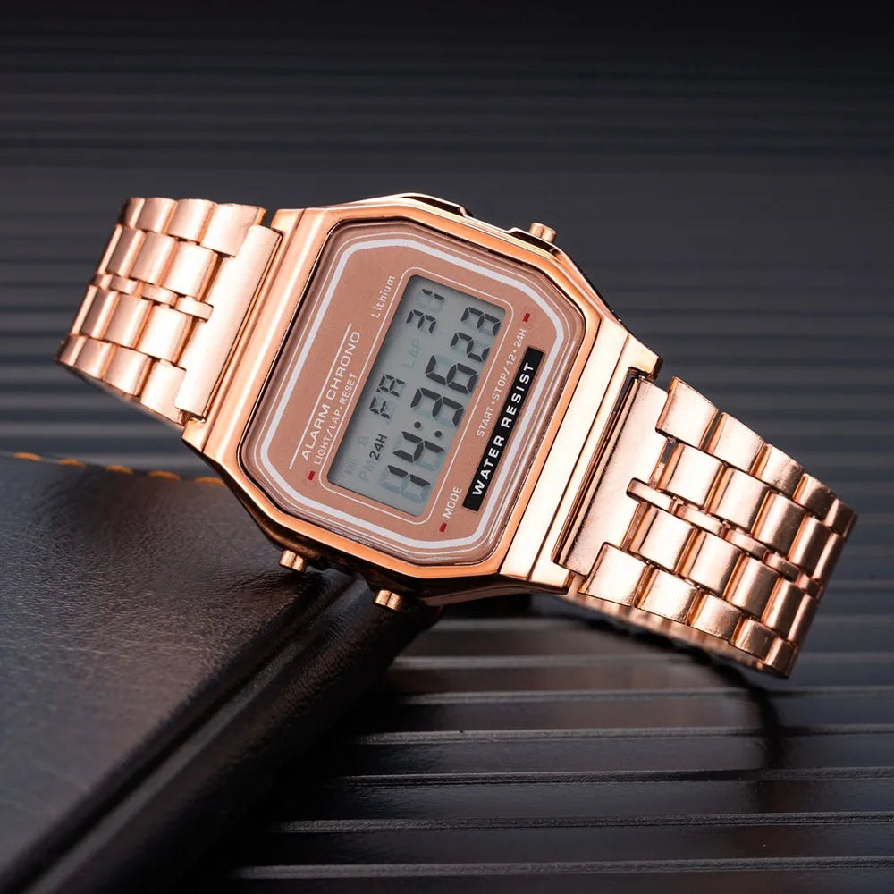 Womens LED Digital Watch Casual Ladies Electronic Wristwatch