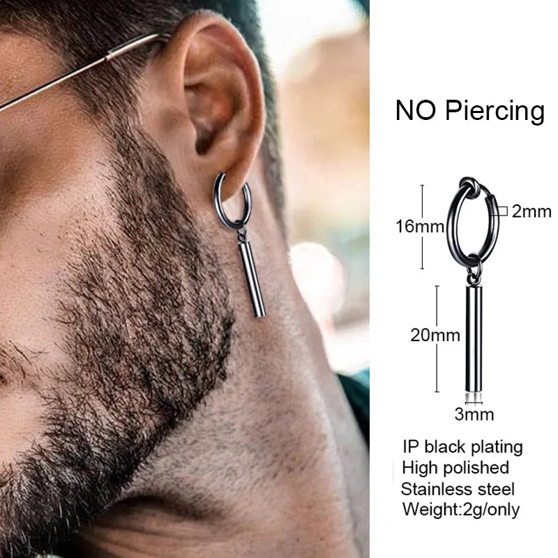 Irregular Triangle Long Chain Cuff Earrings for Men