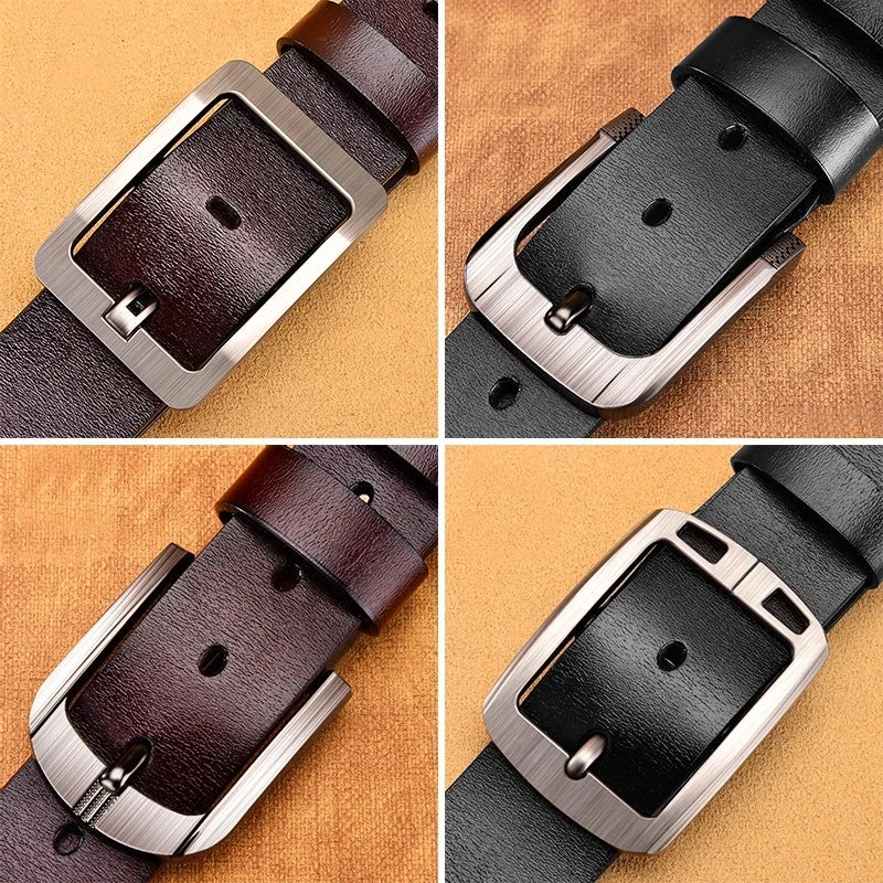 Mens High Quality Buckle Jeans Cowskin Leather Belt