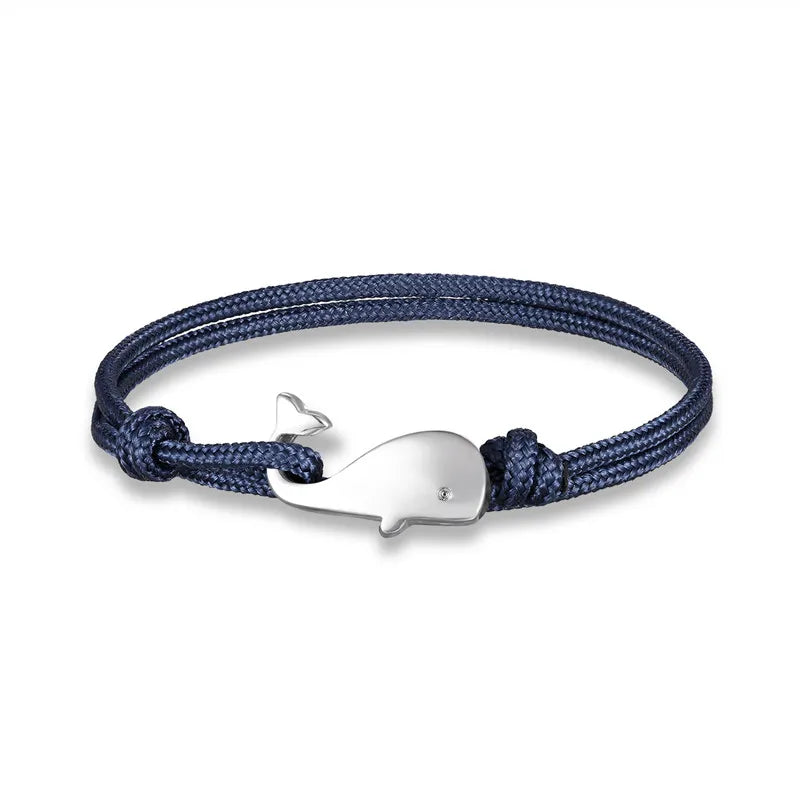 Navy Style Camping Parachute Cord Whale Tail Anchor Mens Bracelet