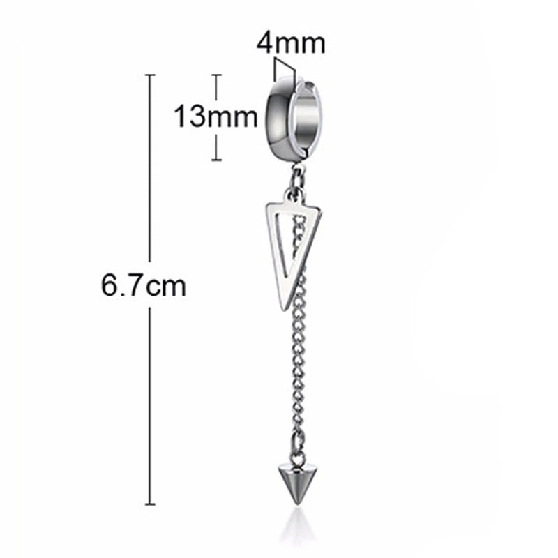 Small Tree Single Spike Onch Earrings for Men Huggie Hinged Stainless Steel