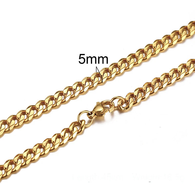 Cuban Link 3 to 7 mm Stainless Steel Necklace for Men Choker Jewelry