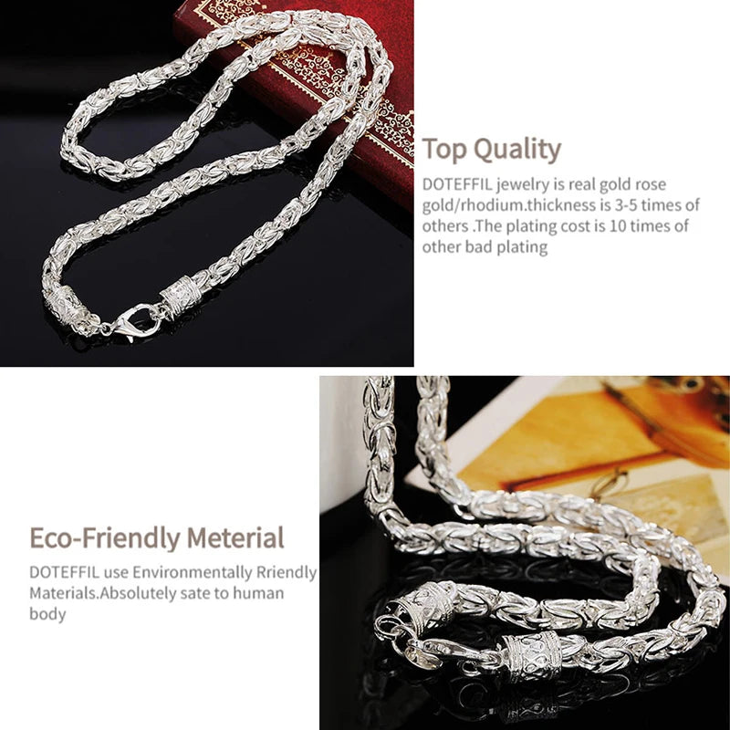 925 Sterling Silver 5mm Faucet Chain Necklace For Women Man