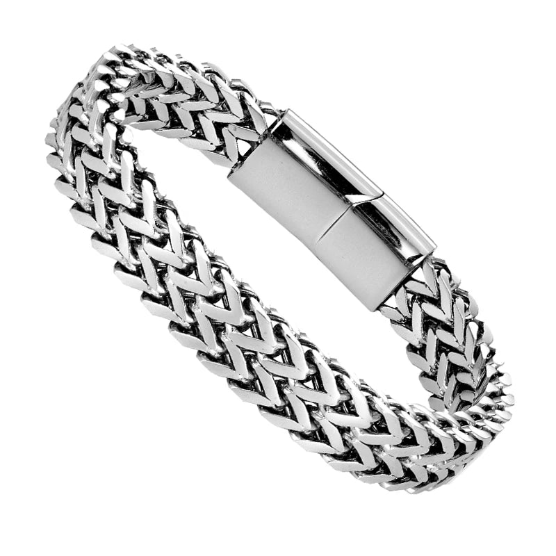 Double Curb Chain Bracelets For Men Stainless Steel Punk