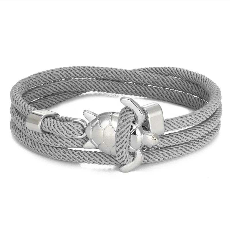 Hand Braided Sea Turtle Viking Bracelet Charms Rope For Men Women