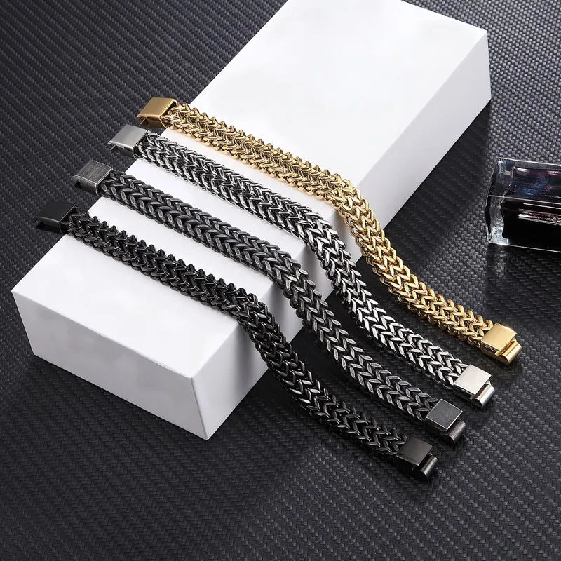 Wide Cuban Link Chain Men Stainless Steel Mens Bracelets