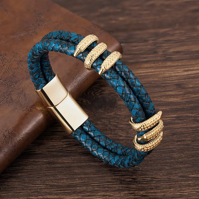 Punk Men Vintage Braided Leather Bracelet Handmade