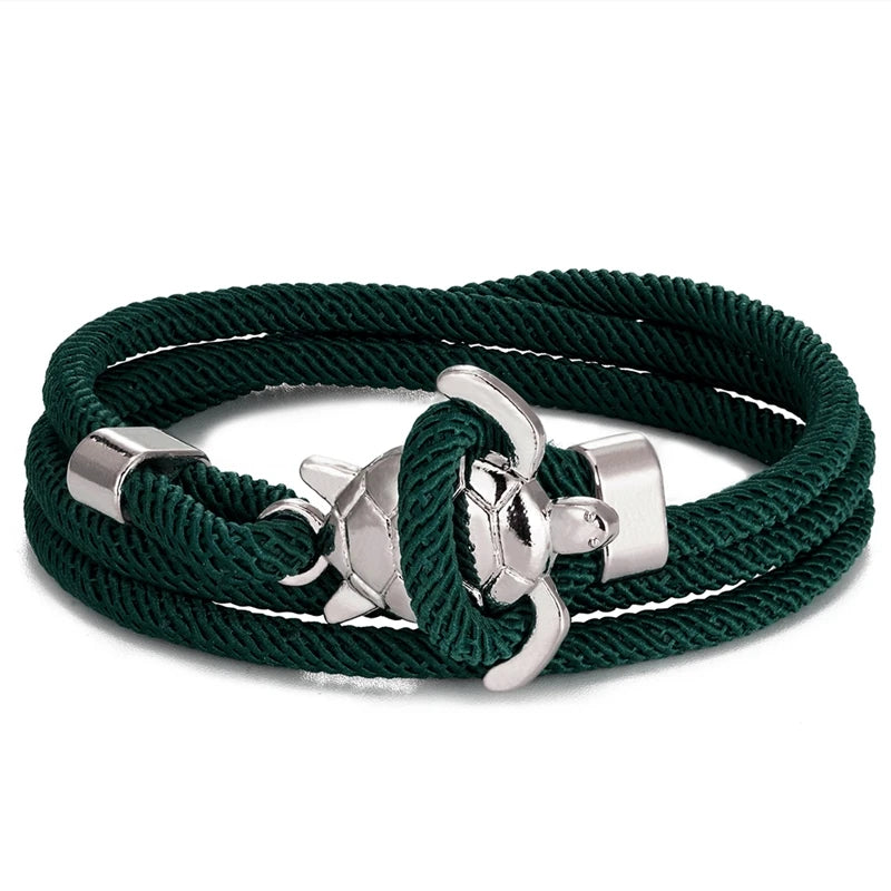 Hand Braided Sea Turtle Viking Bracelet Charms Rope For Men Women