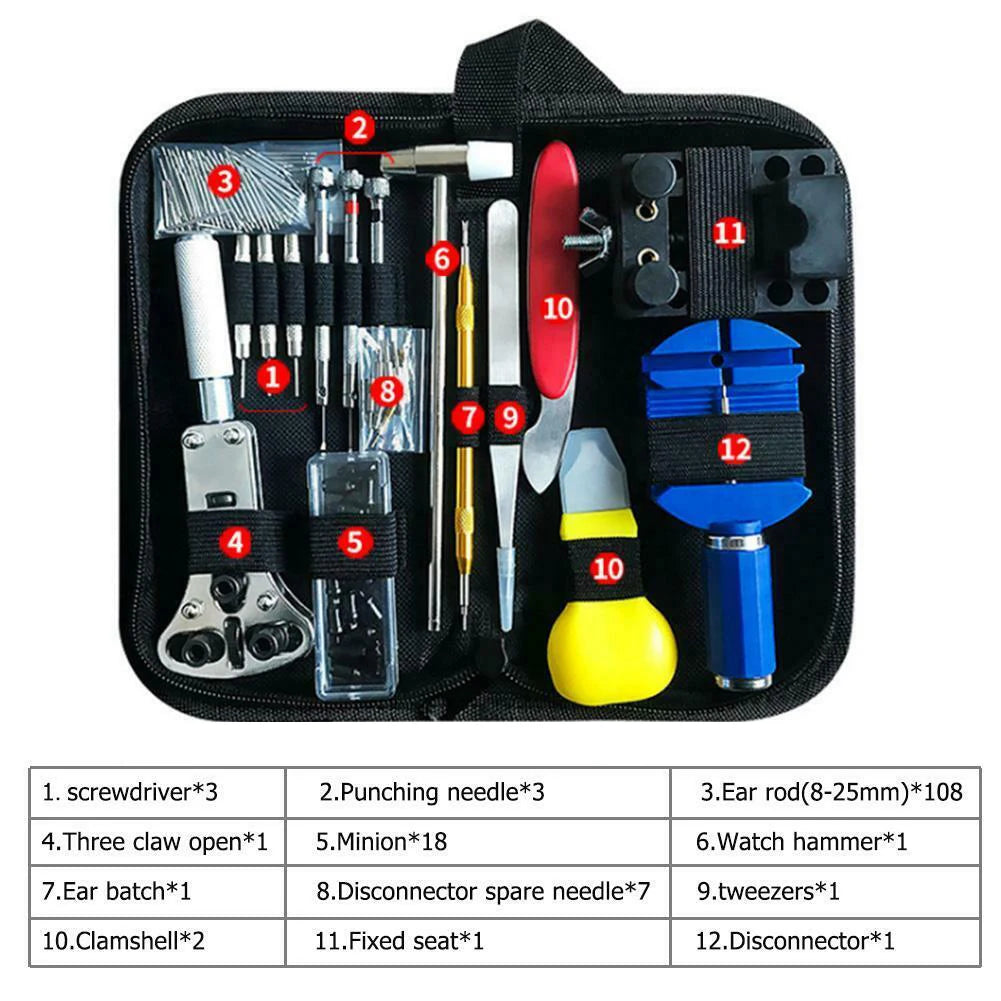 147pcs Watch Link Pin Dissolving Opener Housing Repair Tool Kit Set