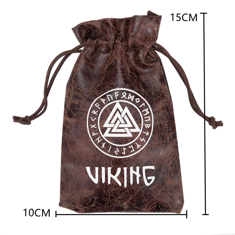 Viking Natural Wooden Jewelry Boxes Retro PU Leather Bags