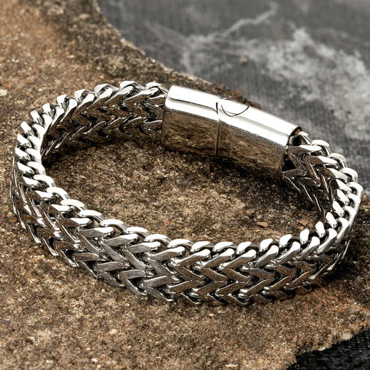 Double Curb Chain Bracelets For Men Stainless Steel Punk