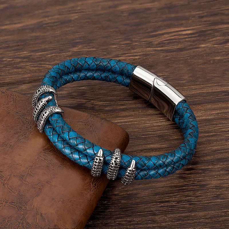 Punk Men Vintage Braided Leather Bracelet Handmade