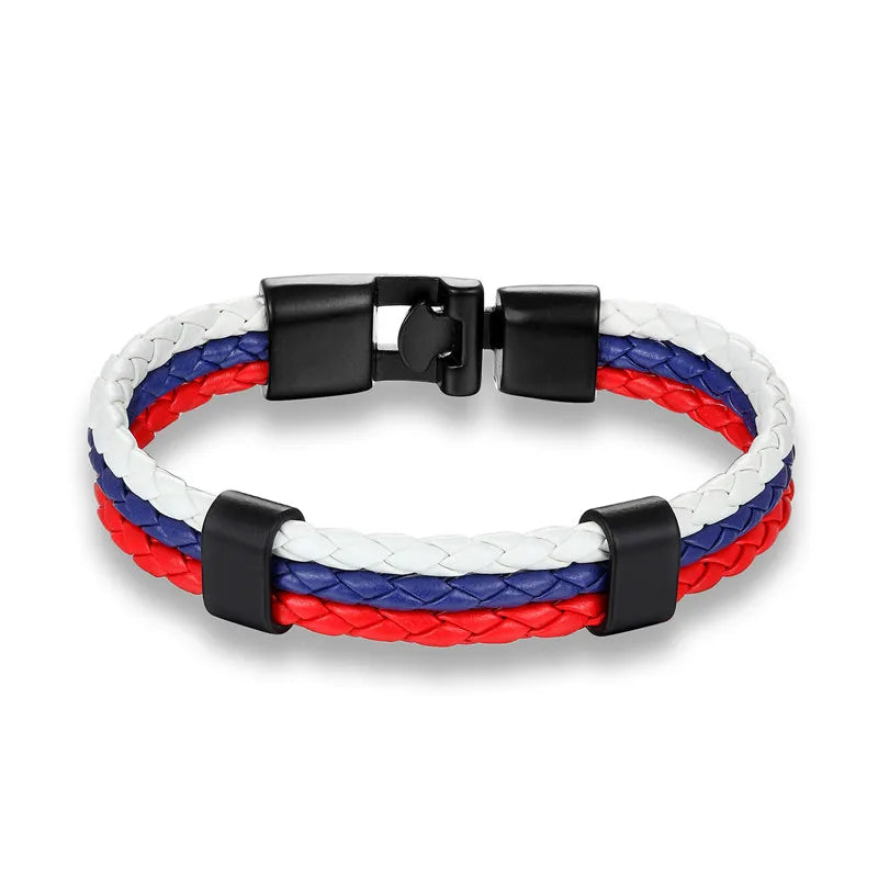 High Quality Country Flag Leather Bracelet for Men Women