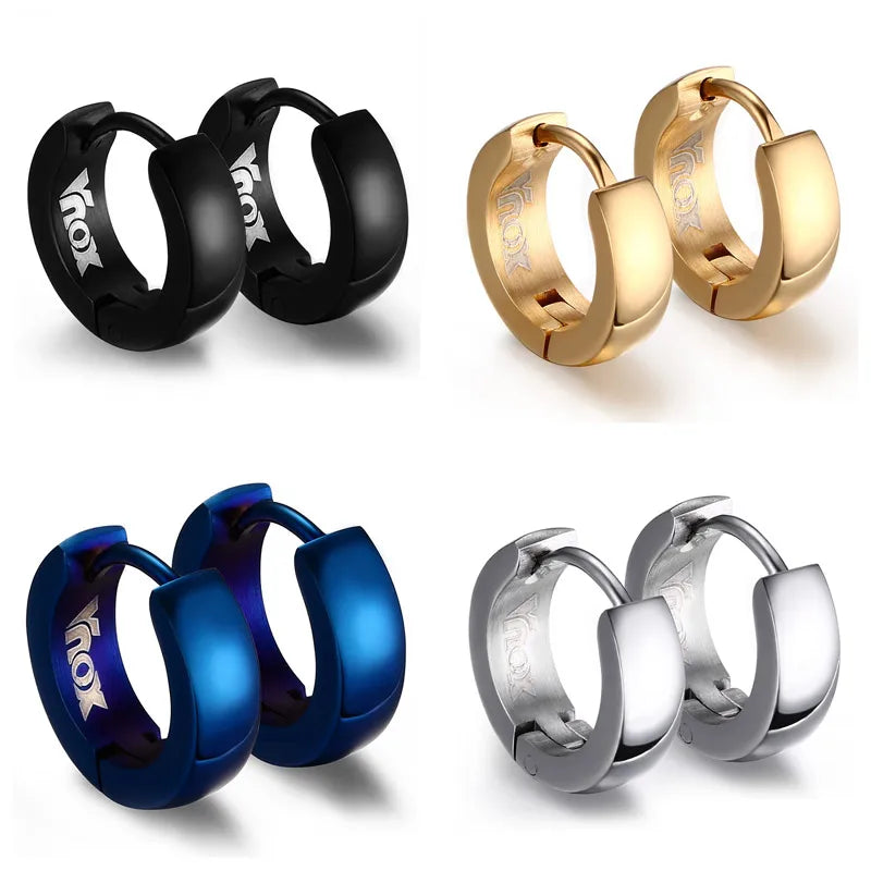 Cute Hoop Earrings Mens Punk Stainless Steel Huggie Earrings