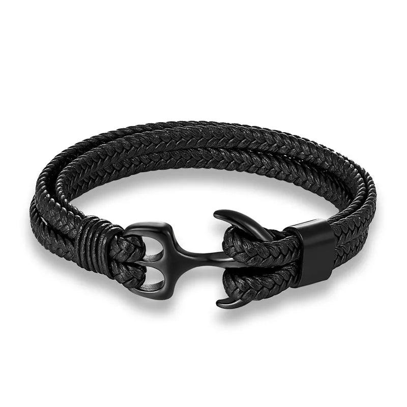 Fashion Leather Bracelet for Men Braid Multilayer Rope Chain