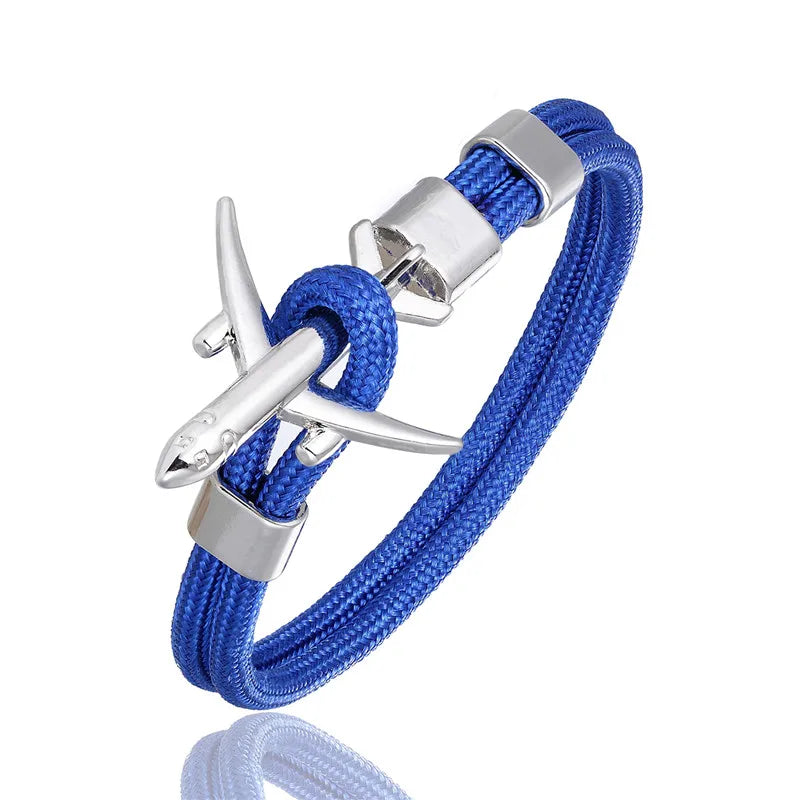 Men Women Charm Survival Rope Chain Bracelet Metal Airplane Hooks