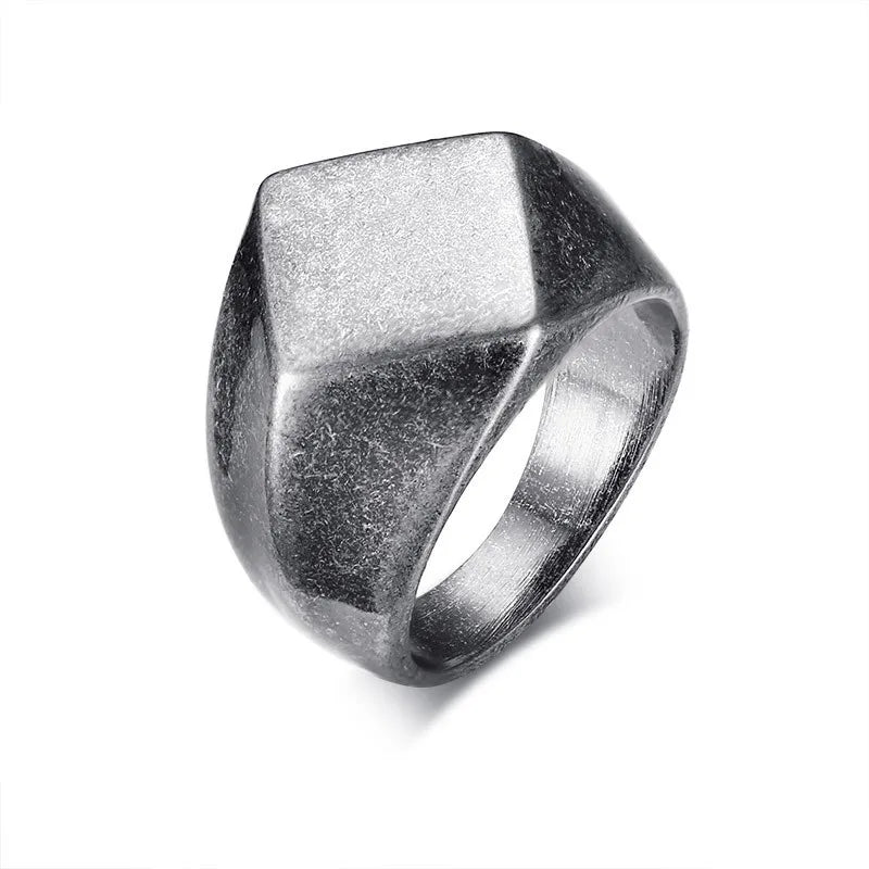 Signet Ring for Men Stainless Steel Quadrangle Flat Top Square