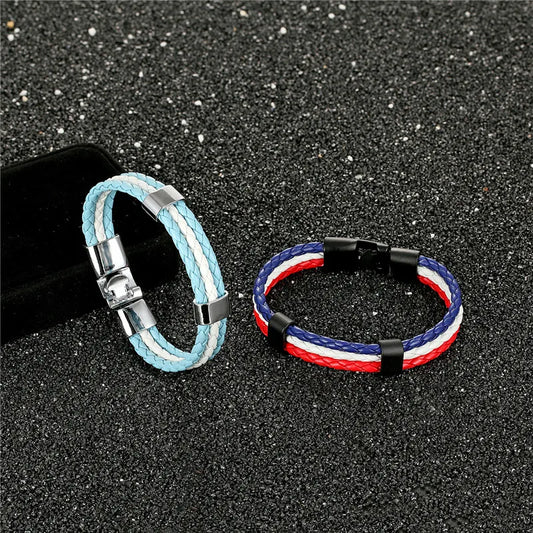 High Quality Country Flag Leather Bracelet for Men Women