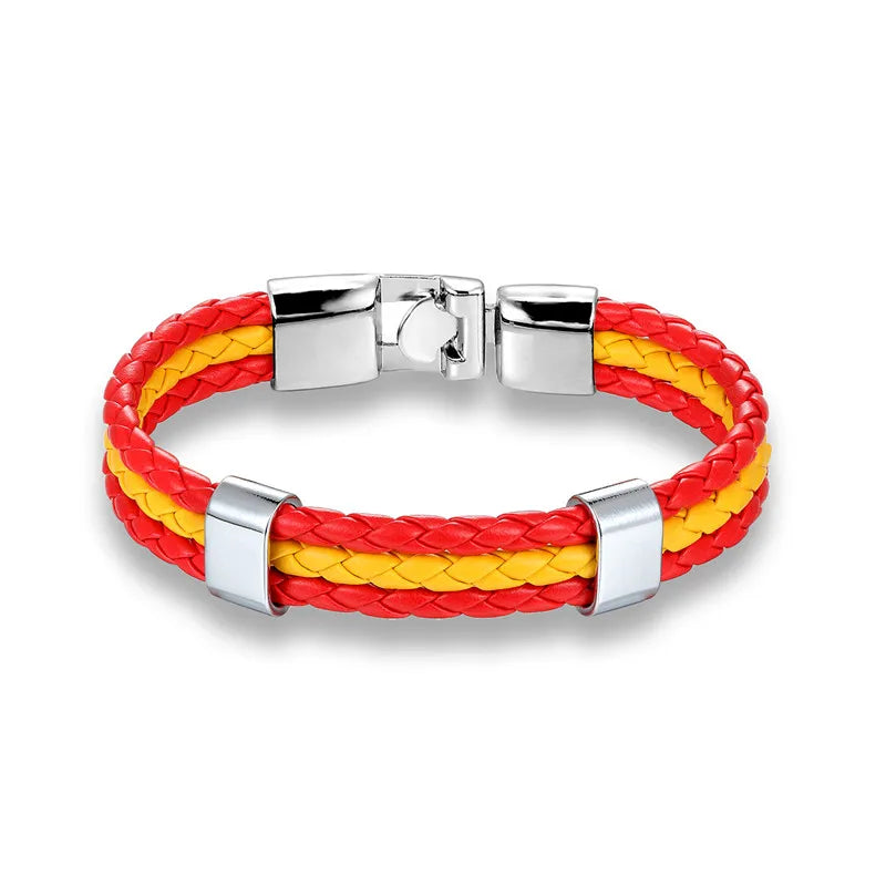 High Quality Country Flag Leather Bracelet for Men Women