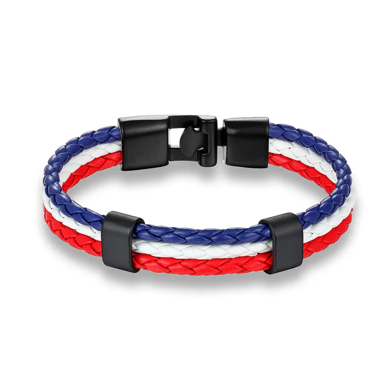 High Quality Country Flag Leather Bracelet for Men Women