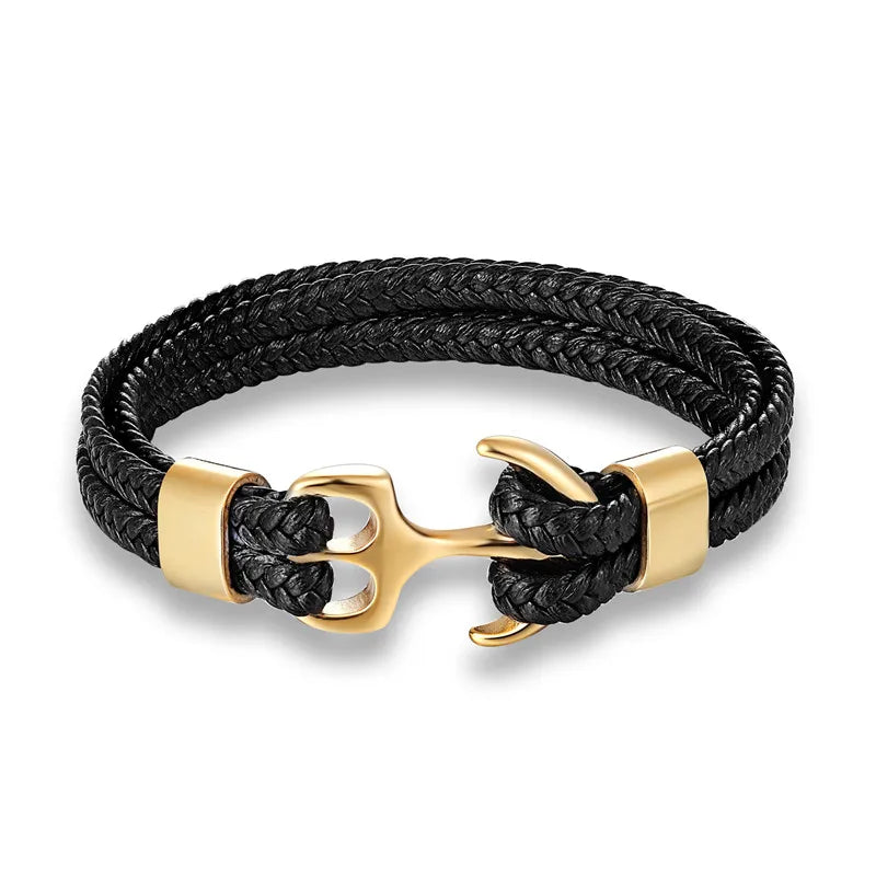 Fashion Leather Bracelet for Men Braid Multilayer Rope Chain