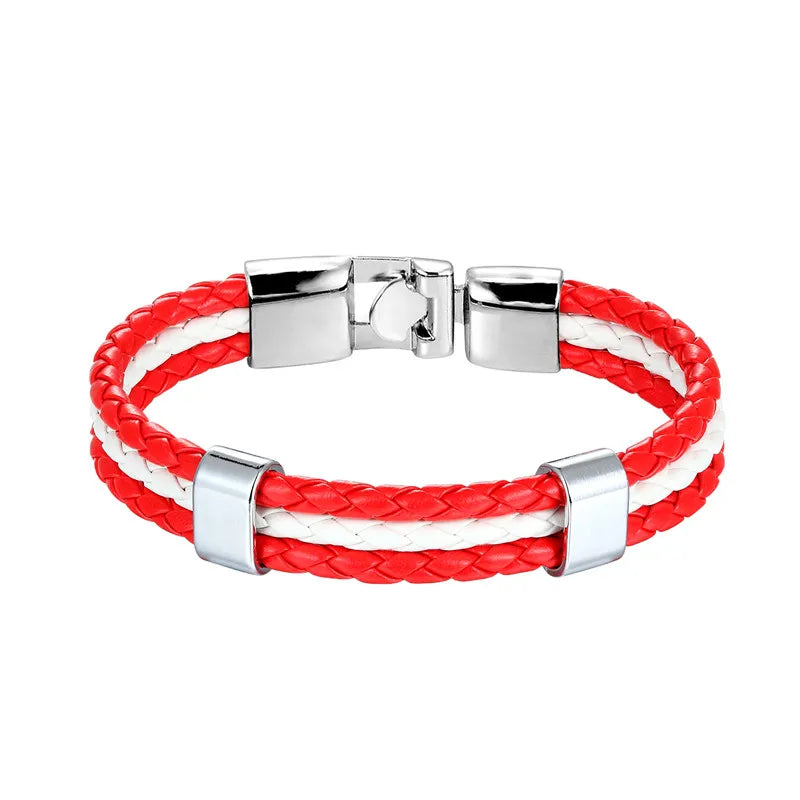 High Quality Country Flag Leather Bracelet for Men Women