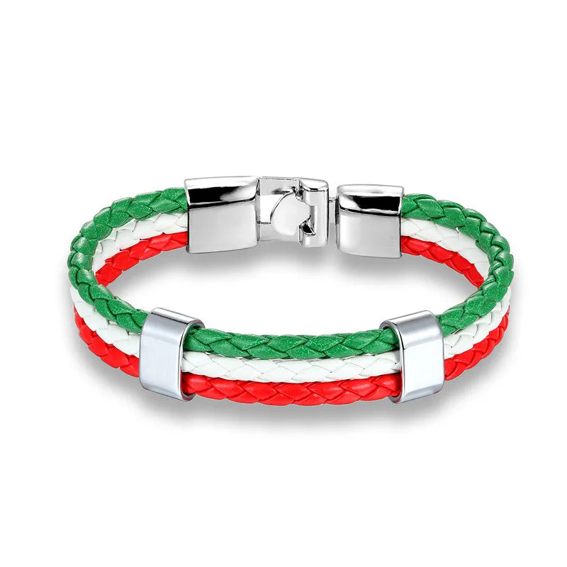 High Quality Country Flag Leather Bracelet for Men Women