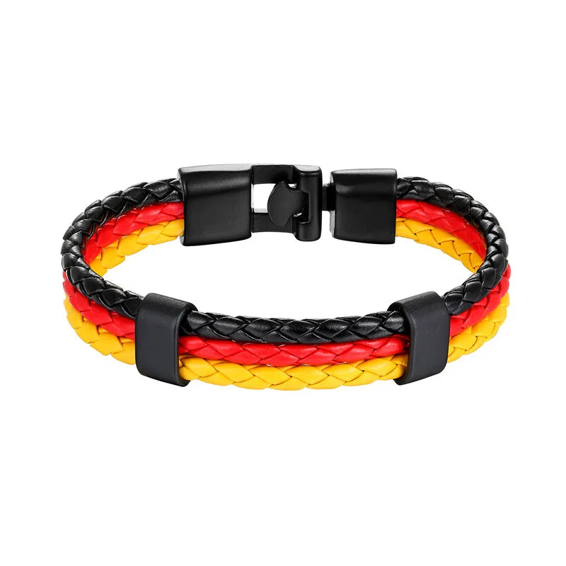 High Quality Country Flag Leather Bracelet for Men Women